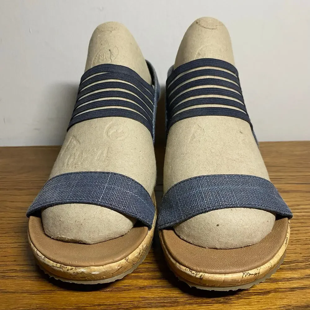 Skechers Beverlee-Smitten Kitten Luxe Foam Denim Comfort Wedge Shoes Womens 8